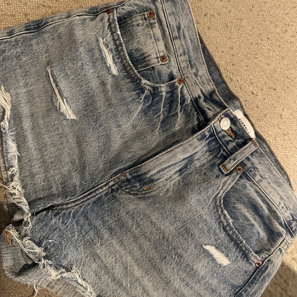 Pistols Distressed Blue Denim Shorts